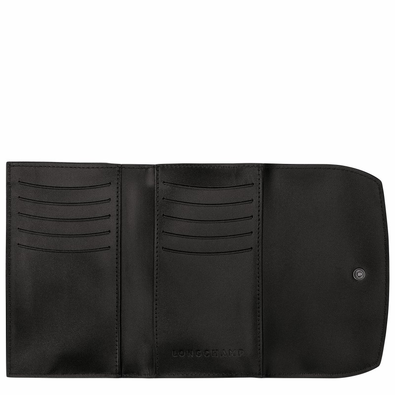 Black Longchamp Le Roseau Wallet - Leather UK | 30002HCN001