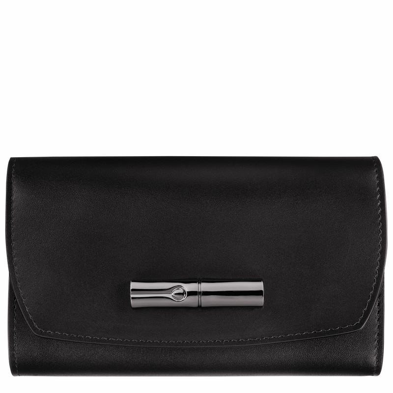 Black Longchamp Le Roseau Wallet - Leather UK | 30002HCN001