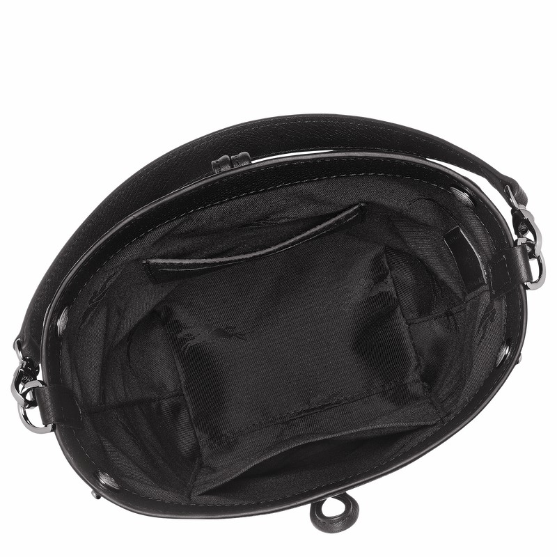 Black Longchamp Le Roseau XS Bucket bag - Leather UK | 10279HFP001