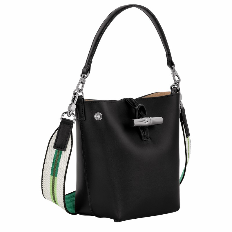 Black Longchamp Le Roseau XS Bucket bag - Leather UK | 10229HCN001