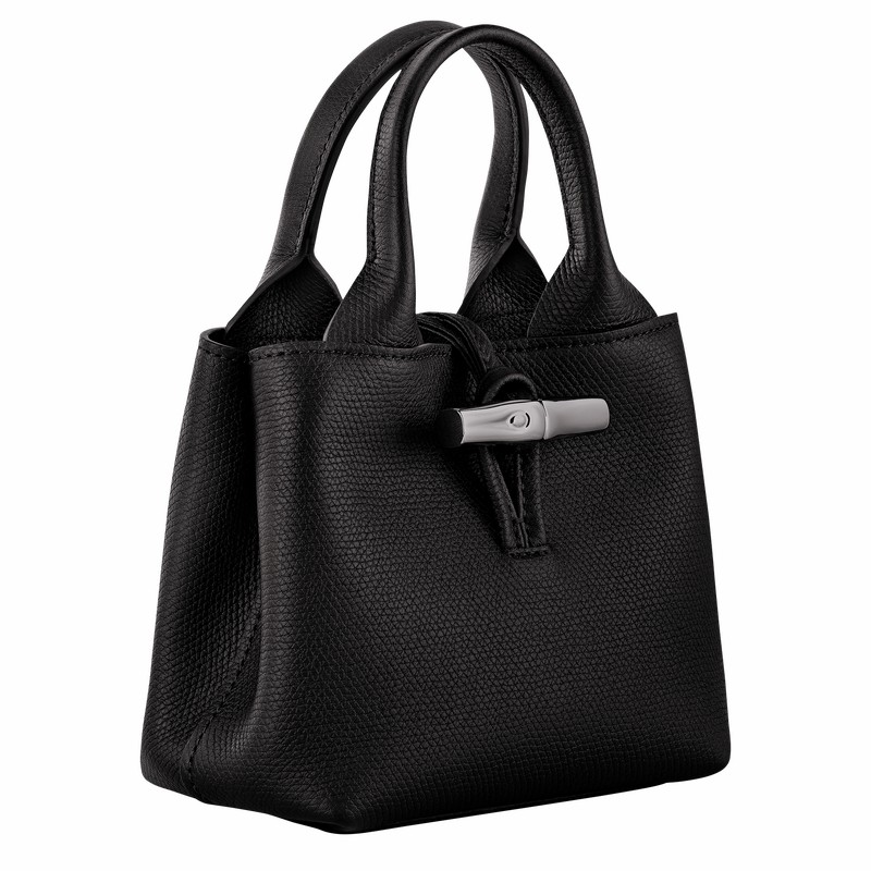 Black Longchamp Le Roseau XS Handbag - Leather UK | 10278HFP001