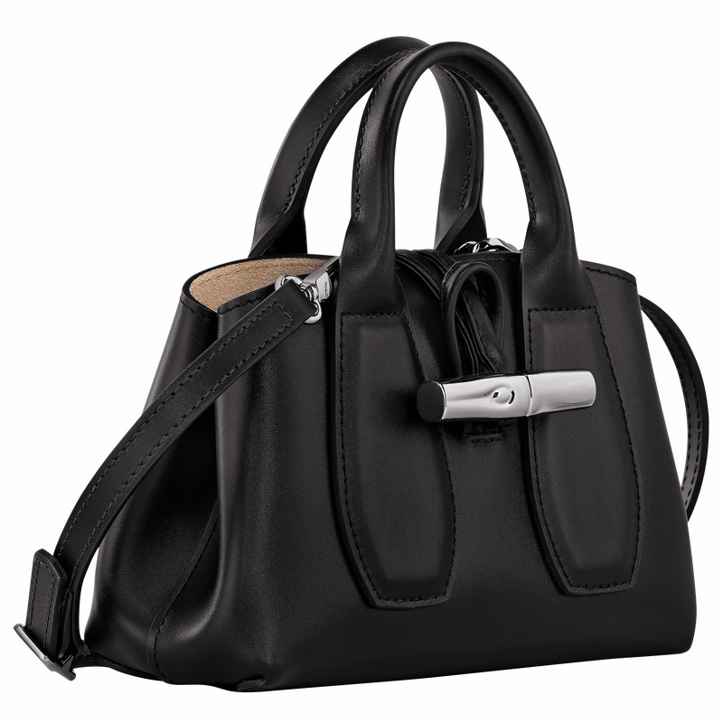 Black Longchamp Le Roseau XS Handbag - Leather UK | 10057HCL001