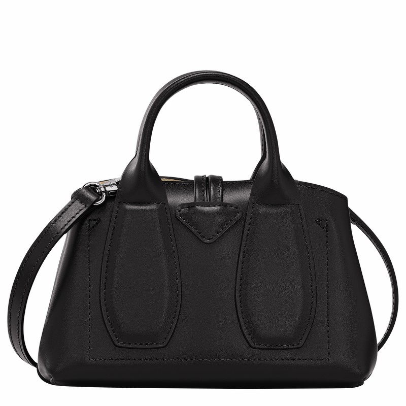 Black Longchamp Le Roseau XS Handbag - Leather UK | 10057HCL001