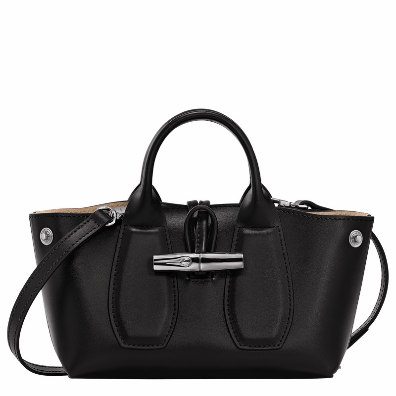 Black Longchamp Le Roseau XS Handbag - Leather UK | 10057HCL001