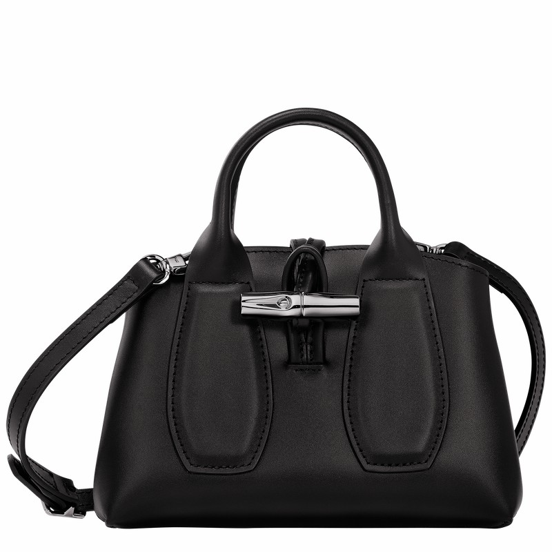 Black Longchamp Le Roseau XS Handbag - Leather UK | 10057HCL001