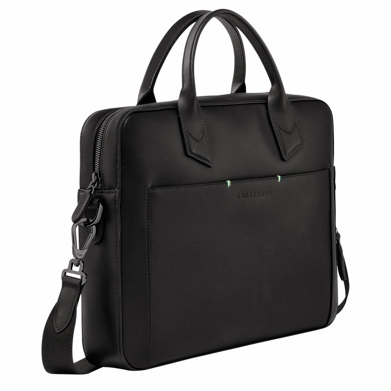 Black Longchamp sur Seine Briefcase - Leather UK | 20047HCM001