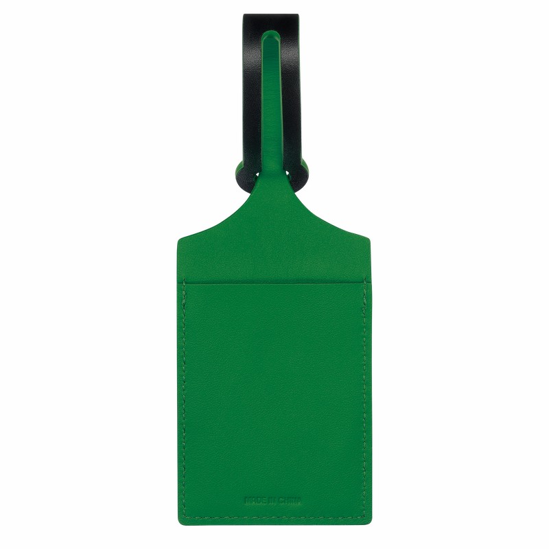 Black / Green Longchamp LGP Travel Luggage tag - Leather UK | 30037F08075-