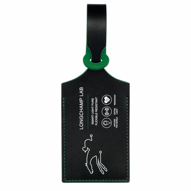 Black / Green Longchamp LGP Travel Luggage tag - Leather UK | 30037F08075-