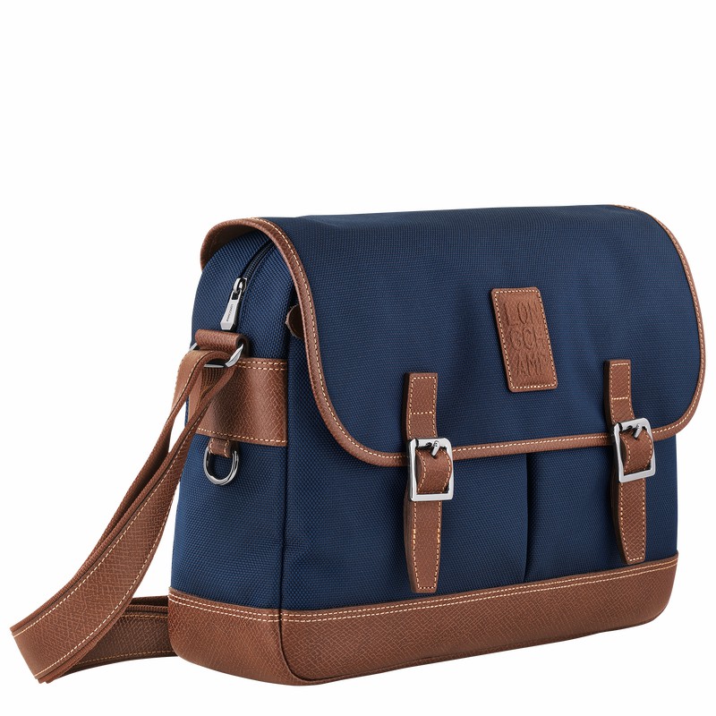 Blue Longchamp Boxford L Crossbody bag - Recycled canvas UK | L2824080127