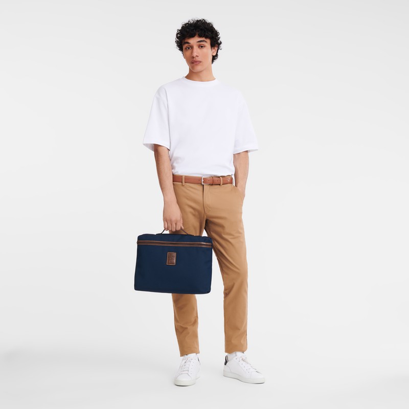 Blue Longchamp Boxford S Briefcase - Recycled canvas UK | L2182080127