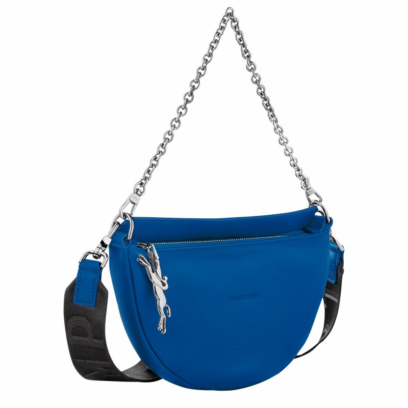 Blue Longchamp Smile S Crossbody bag - Leather UK | 10224HDSI17