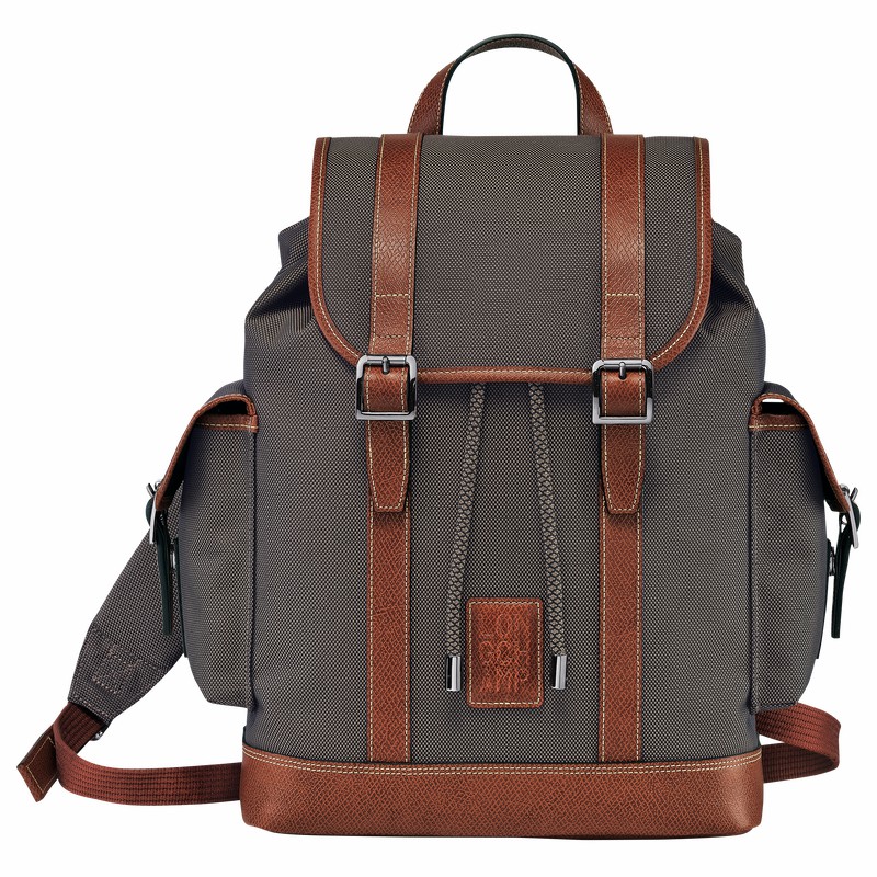 Brown Longchamp Boxford Backpack - Recycled canvas UK | 20035080042