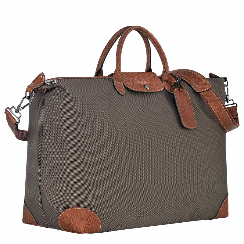 Brown Longchamp Boxford M Travel bag - Recycled canvas UK | L1625080042