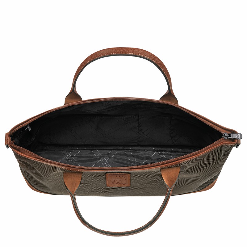 Brown Longchamp Boxford S Briefcase - Recycled canvas UK | 20032080042