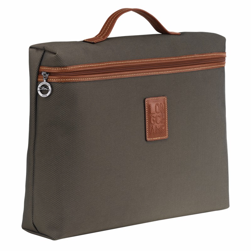 Brown Longchamp Boxford S Briefcase - Recycled canvas UK | L2182080042