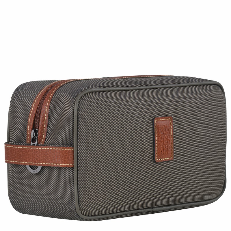 Brown Longchamp Boxford Toiletry case - Recycled canvas UK | L1034080042