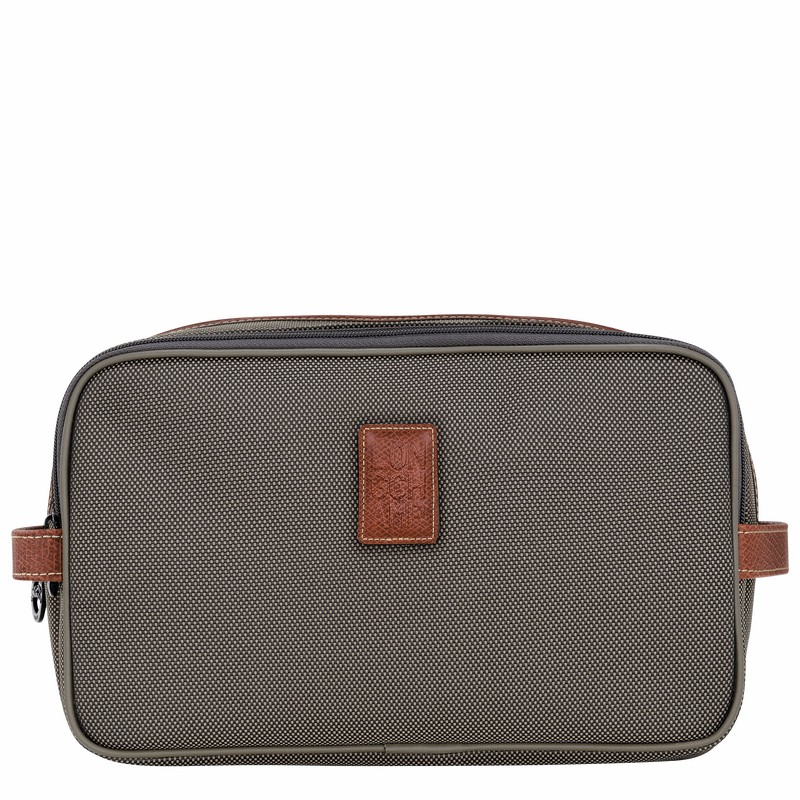 Brown Longchamp Boxford Toiletry case - Recycled canvas UK | L1005080042