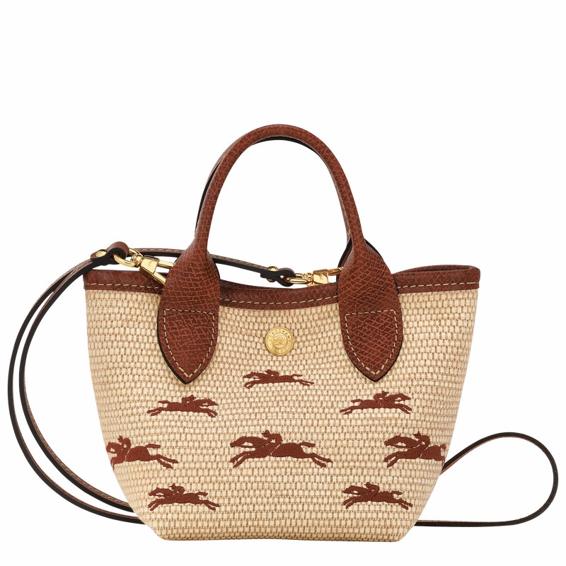 Brown Longchamp Le Panier Pliage XS Basket bag - Canvas UK | 10206HCF035