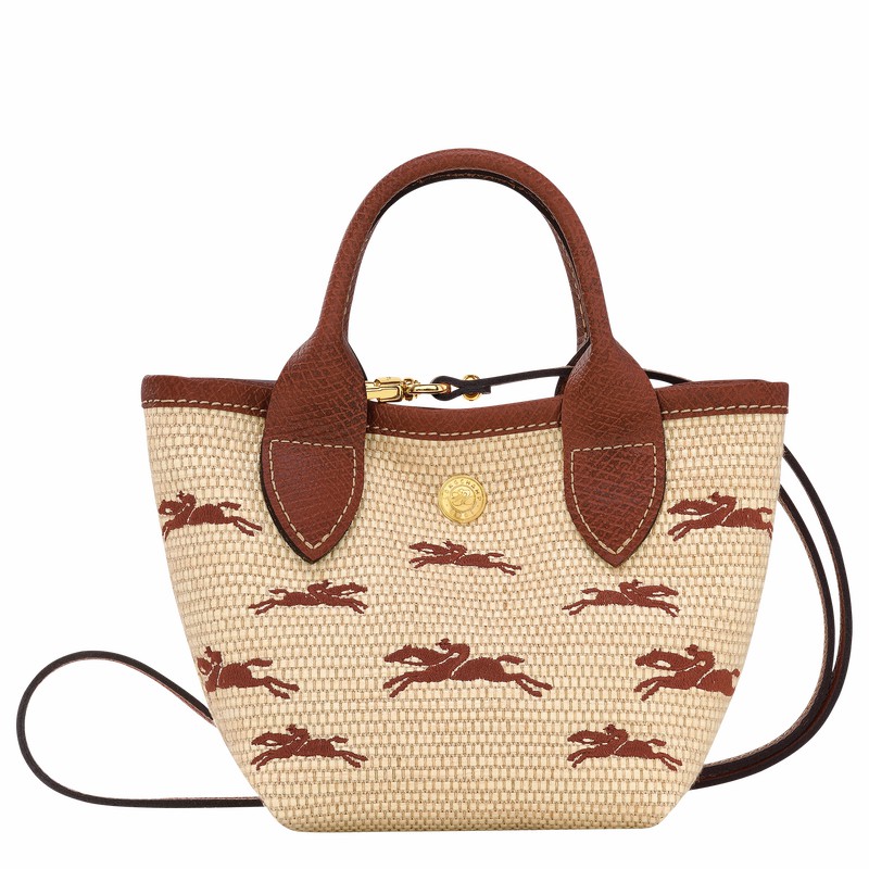 Brown Longchamp Le Panier Pliage XS Basket bag - Canvas UK | 10206HCF035