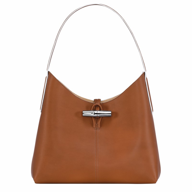 Brown Longchamp Le Roseau M Hobo bag - Leather UK | 10153HQS504