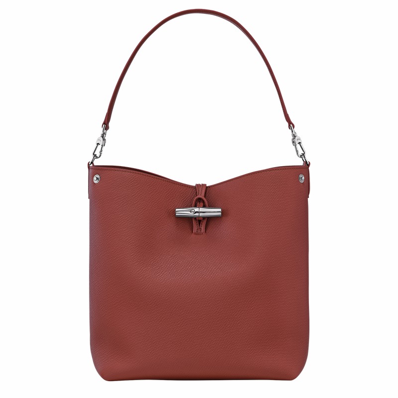 Brown Longchamp Le Roseau M Shoulder bag - Leather UK | 10281HFP404