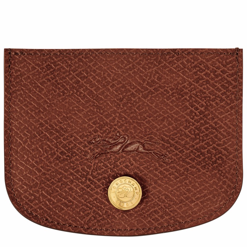 Brown Longchamp ÉPURE Card holder - Leather UK | 30031HYZ035