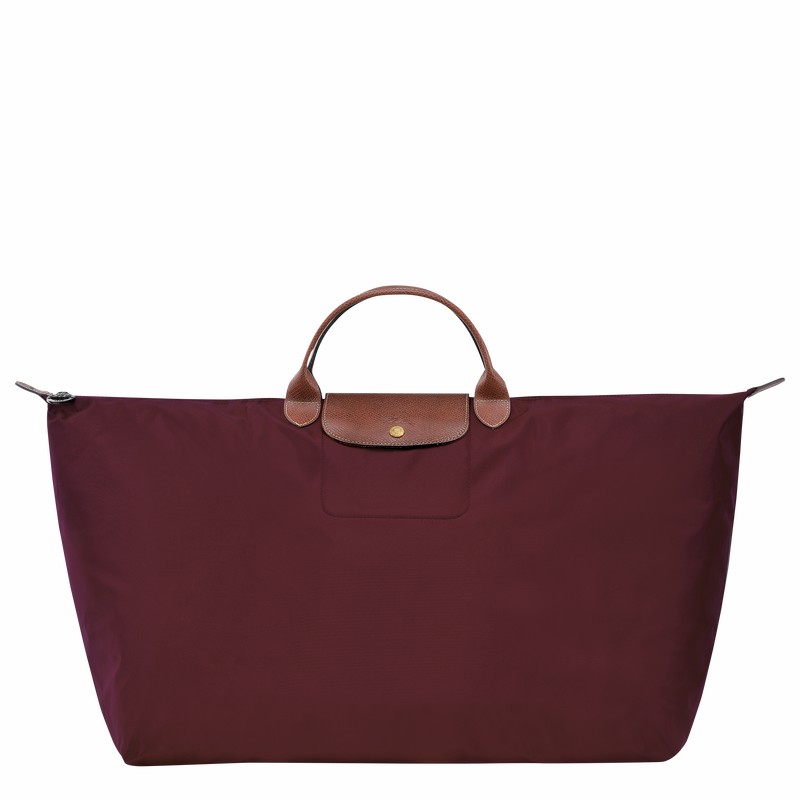 Burgundy Longchamp Le Pliage Original M Travel bag - Recycled canvas UK | L1625089P87