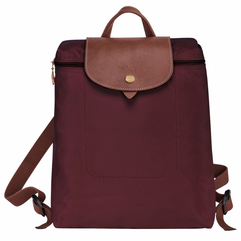 Burgundy Longchamp Le Pliage Original M Backpack - Recycled canvas UK | L1699089P87-