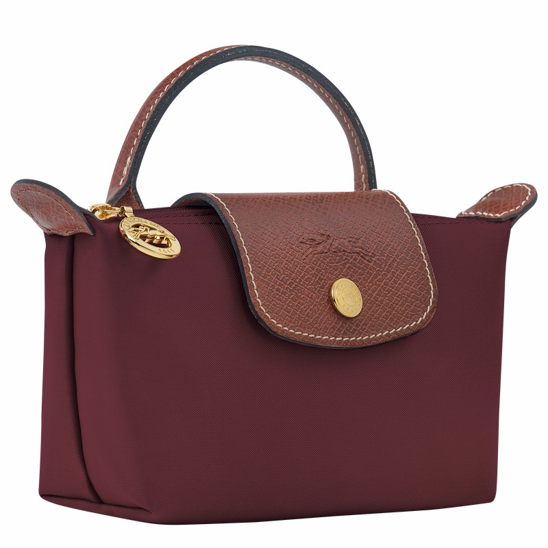 Burgundy Longchamp Le Pliage Original Pouch with handle - Recycled canvas UK | 34175089P87-