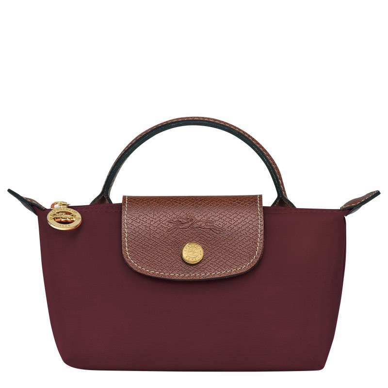 Burgundy Longchamp Le Pliage Original Pouch with handle - Recycled canvas UK | 34175089P87-