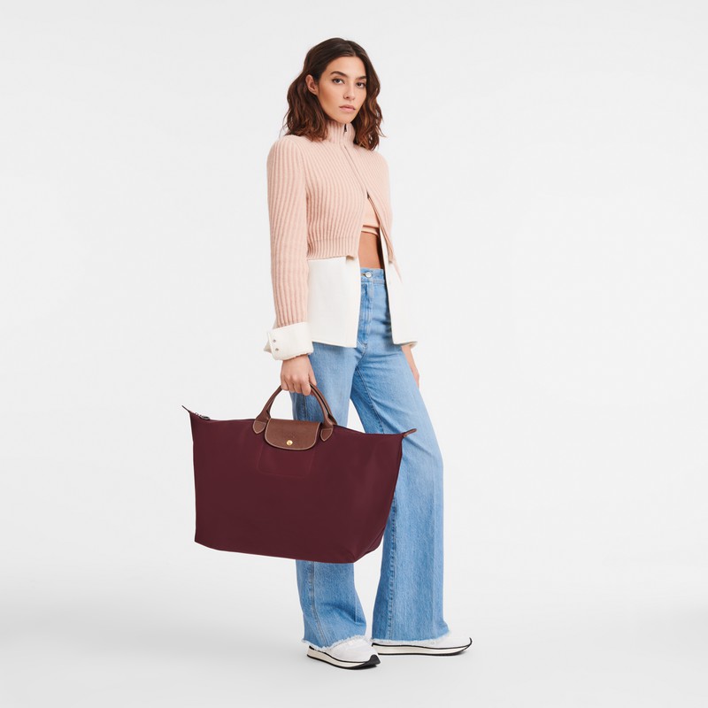 Burgundy Longchamp Le Pliage Original S Travel bag - Recycled canvas UK | L1624089P87-