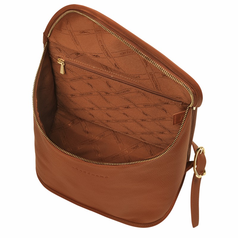 Caramel Longchamp Le FOULONNÉ Backpack - Leather UK | 10195021121