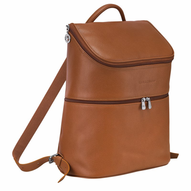 Caramel Longchamp Le FOULONNÉ Backpack - Leather UK | L1617021F72-