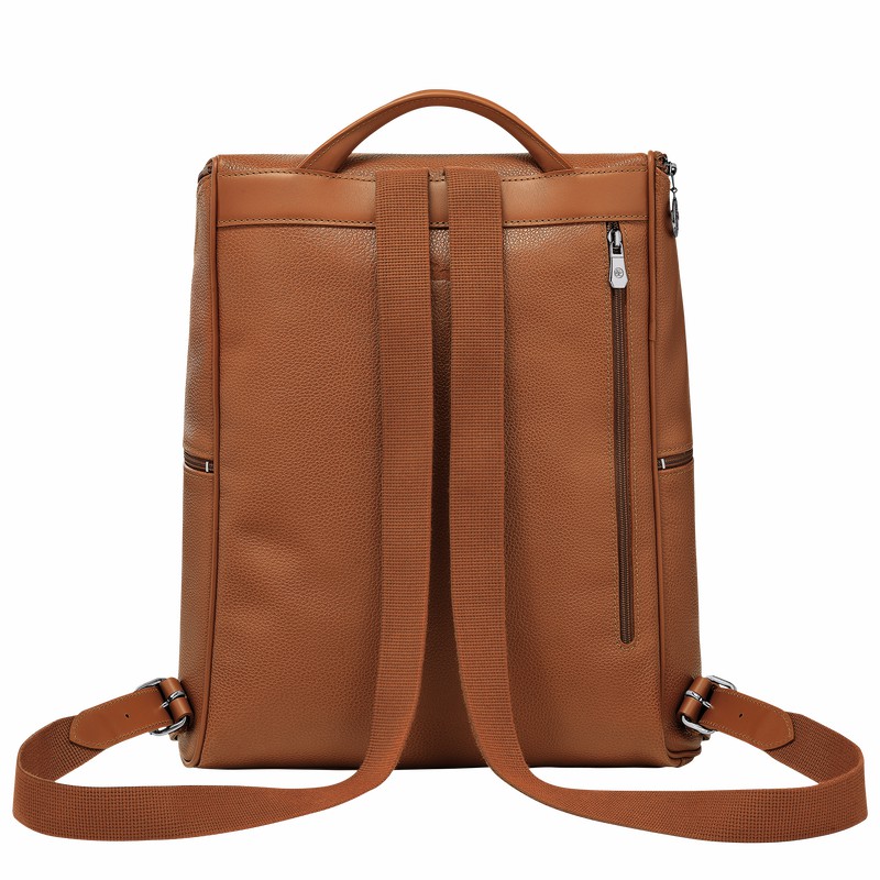 Caramel Longchamp Le FOULONNÉ Backpack - Leather UK | L1617021F72-