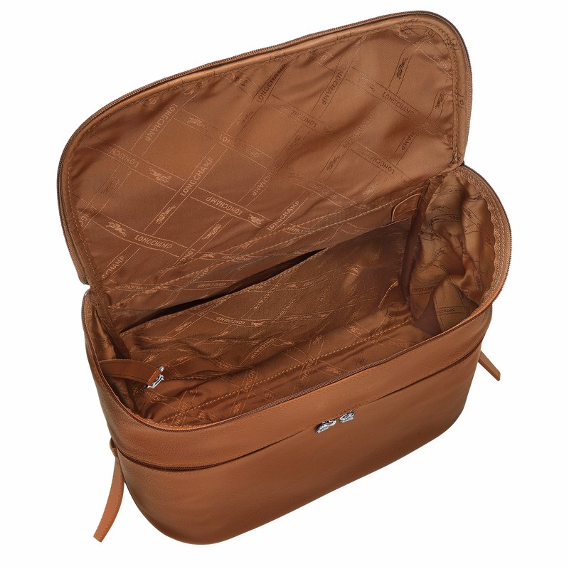 Caramel Longchamp Le FOULONNÉ Backpack - Leather UK | L1617021F72-