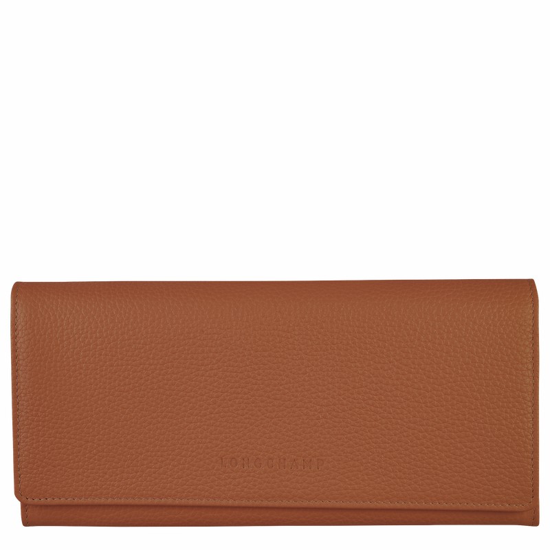 Caramel Longchamp Le FOULONNÉ Continental wallet - Leather UK | L3044021121