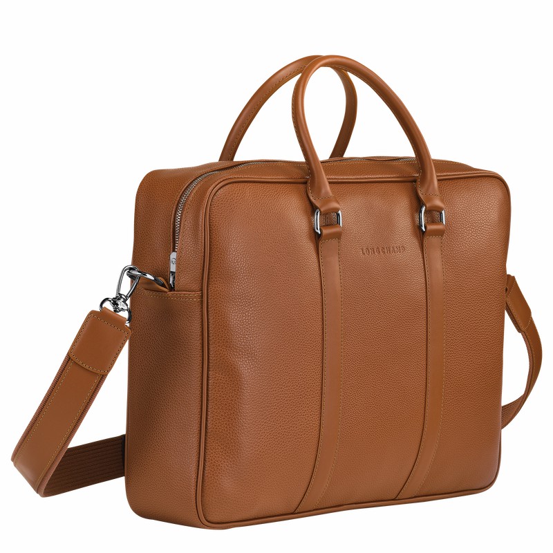 Caramel Longchamp Le FOULONNÉ M Briefcase - Leather UK | L2123021F72-