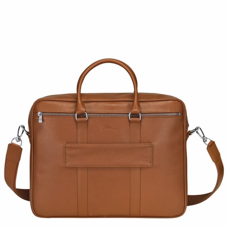 Caramel Longchamp Le FOULONNÉ M Briefcase - Leather UK | L2123021F72-