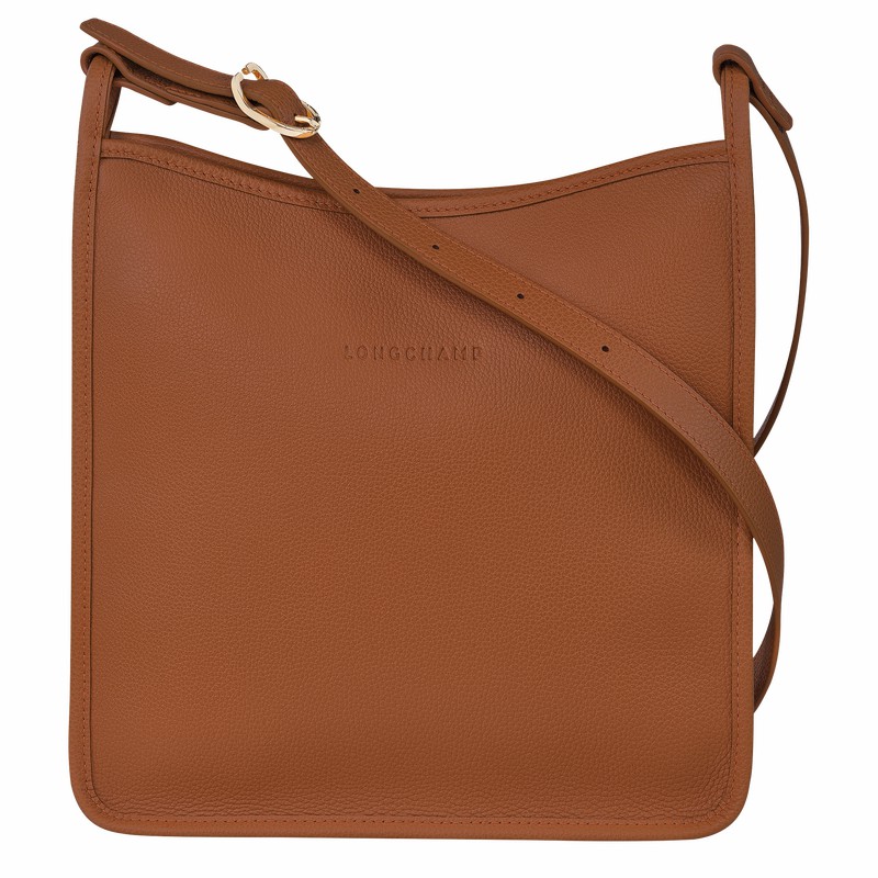 Caramel Longchamp Le FOULONNÉ M Crossbody bag - Leather UK | 10140021121