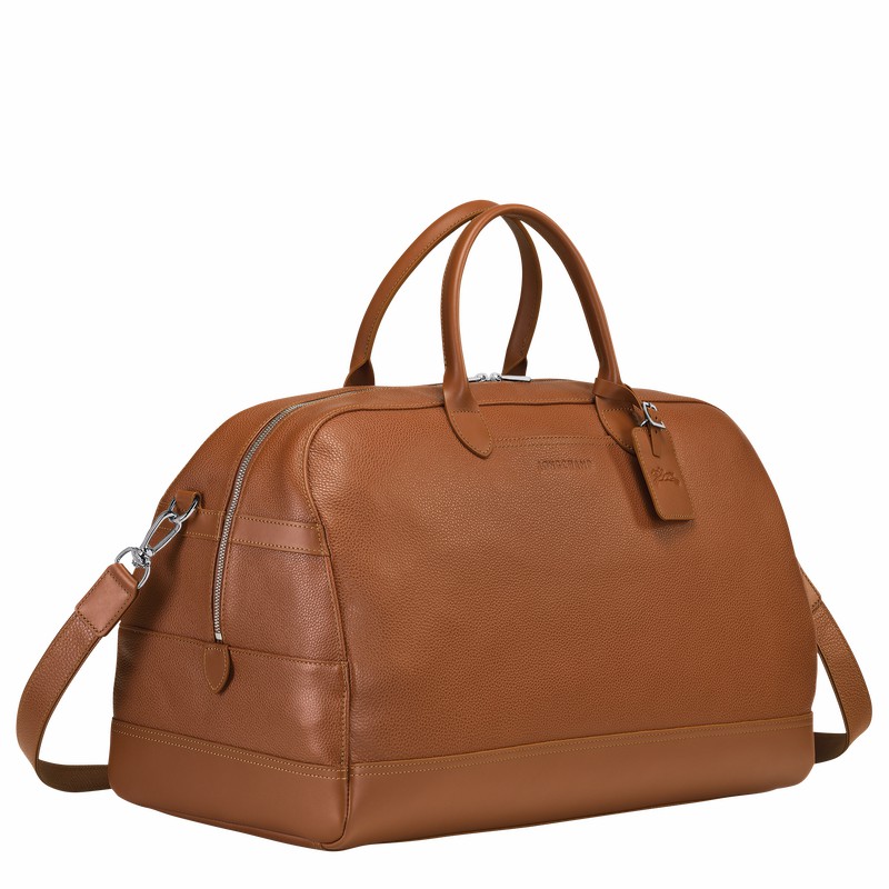 Caramel Longchamp Le FOULONNÉ M Travel bag - Leather UK | L1302021F72