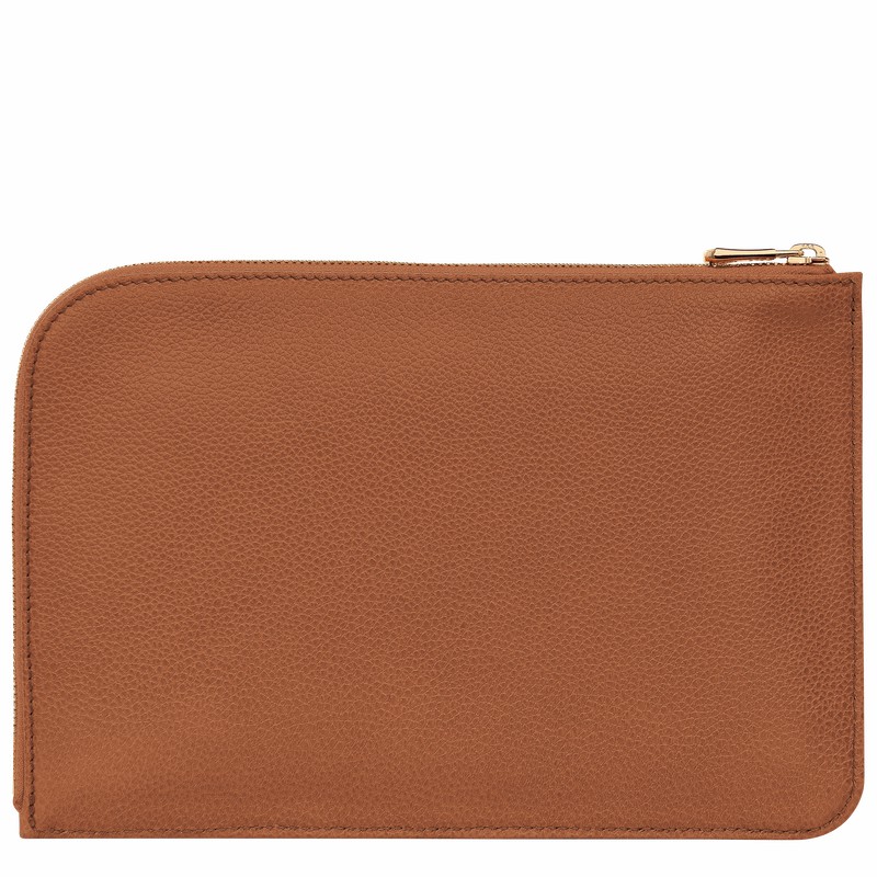 Caramel Longchamp Le FOULONNÉ Pouch - Leather UK | 30040021121