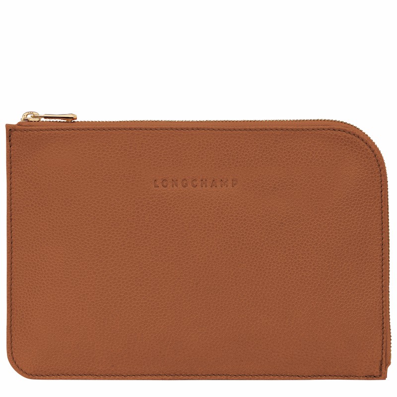 Caramel Longchamp Le FOULONNÉ Pouch - Leather UK | 30040021121