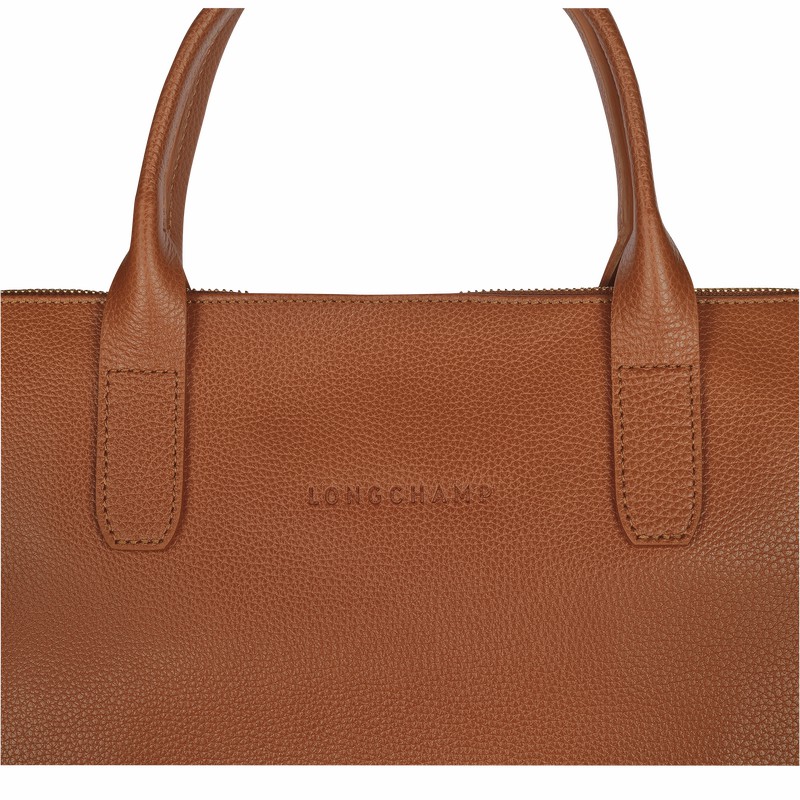 Caramel Longchamp Le FOULONNÉ S Briefcase - Leather UK | 20032021121