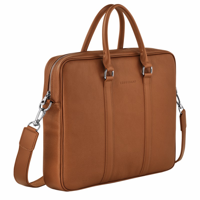 Caramel Longchamp Le FOULONNÉ S Briefcase - Leather UK | L2122021F72