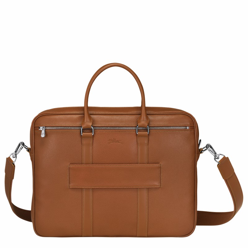 Caramel Longchamp Le FOULONNÉ S Briefcase - Leather UK | L2122021F72