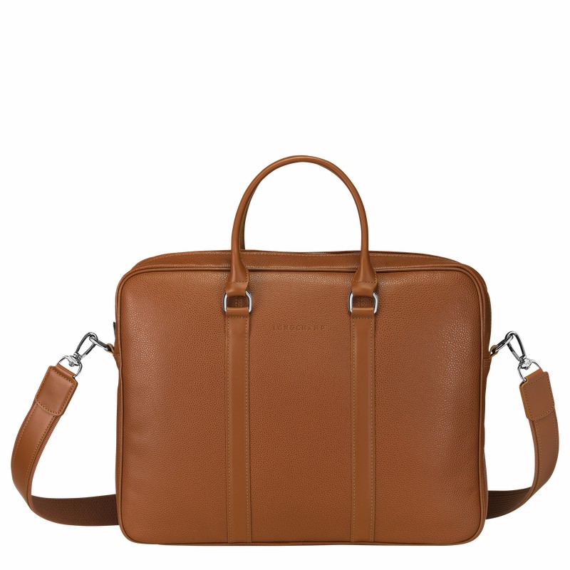 Caramel Longchamp Le FOULONNÉ S Briefcase - Leather UK | L2122021F72