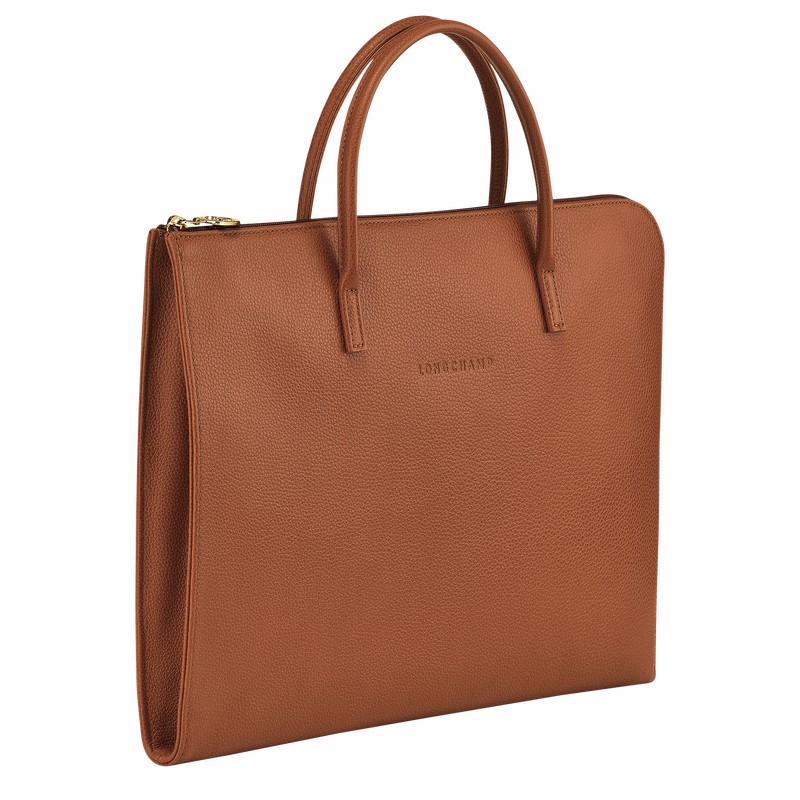 Caramel Longchamp Le FOULONNÉ S Briefcase - Leather UK | L2115021121