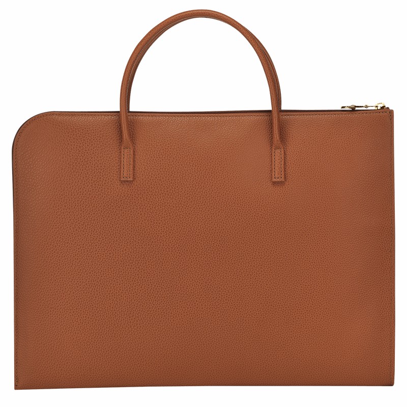 Caramel Longchamp Le FOULONNÉ S Briefcase - Leather UK | L2115021121