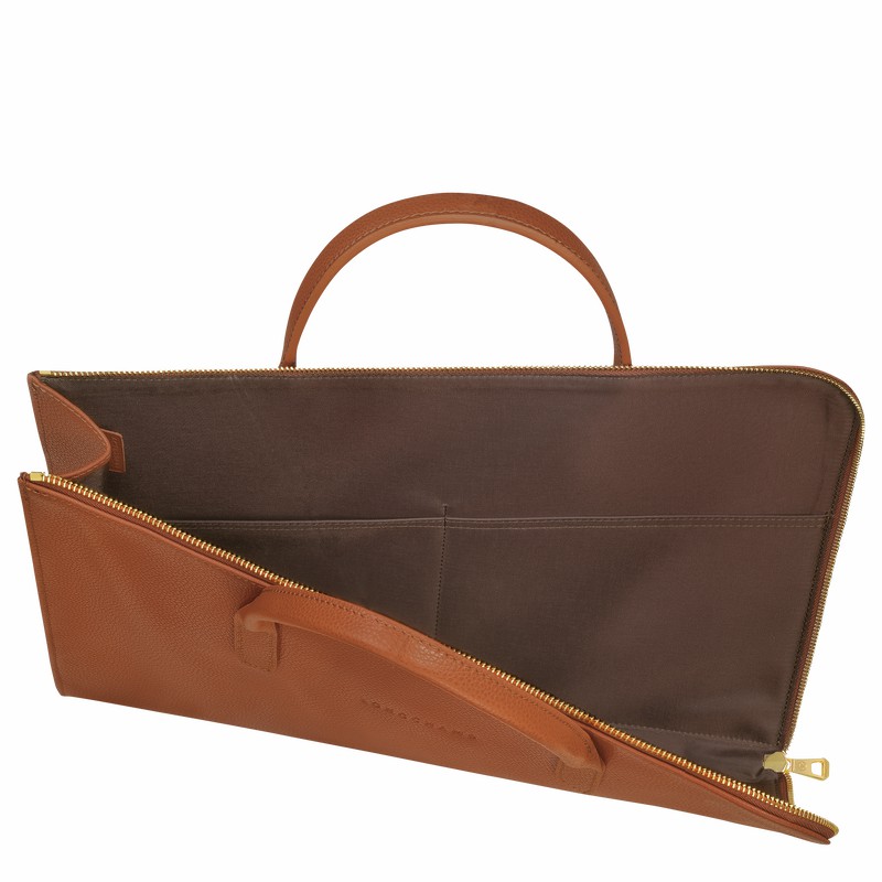 Caramel Longchamp Le FOULONNÉ S Briefcase - Leather UK | L2115021121