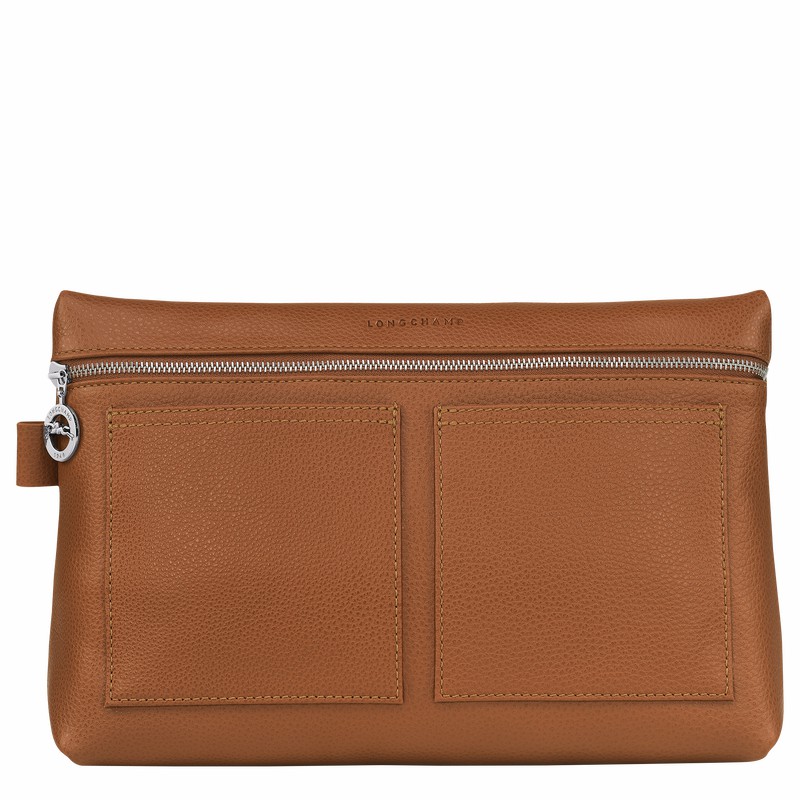 Caramel Longchamp Le FOULONNÉ Toiletry case - Leather UK | 24023021F72